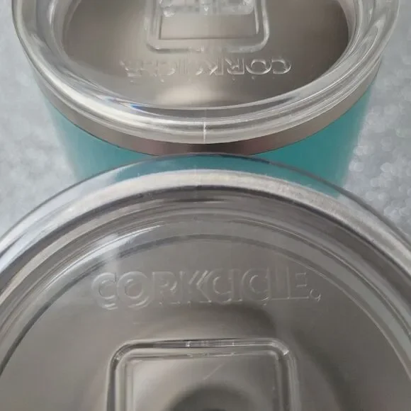 Corkcicle Classic Stemless Wine Tumbler Lid Set of 2 Turquoise Rose Quartz 12 Oz - Picture 9 of 11